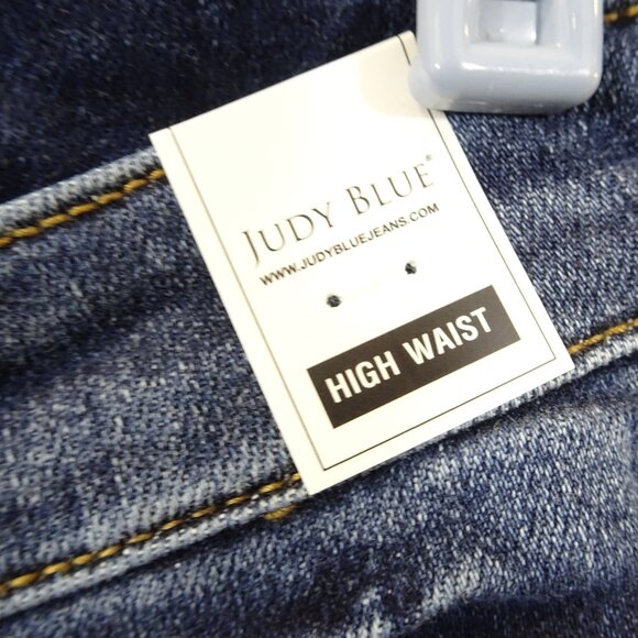 Judy Blue Bermuda Jean Shorts Small Dark Wash Denim Cuffed High Waist NEW - Picture 3 of 7